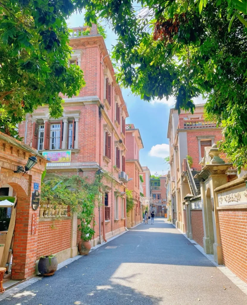 Historic European-style buildings on Gulangyu Island in Xiamen, China