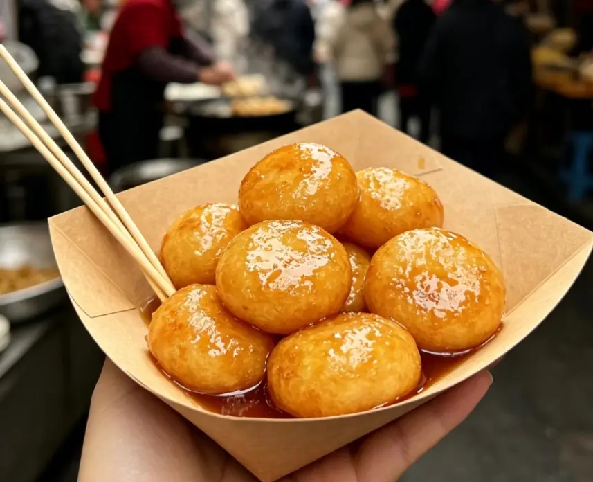 Tangyou baba, a traditional Changsha snack made from glutinous rice and coated in a sweet syrup.