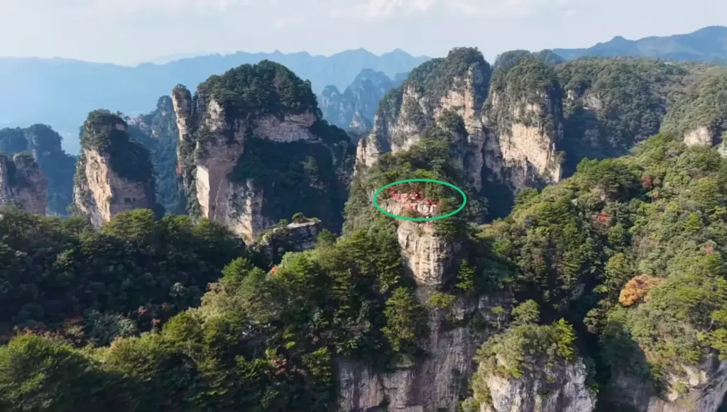 Aerial view of One-Step-to-Heaven viewpoint, the highest peak in Yangjiajie offering 360-degree panoramic views